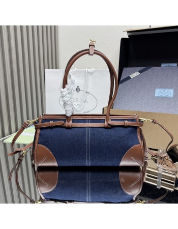 Borsa a mano Prada Bonnie medium in denim e pelle PRADA