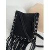 Borsa A Spalla Nellcôte In Suede Con Frange VALENTINO