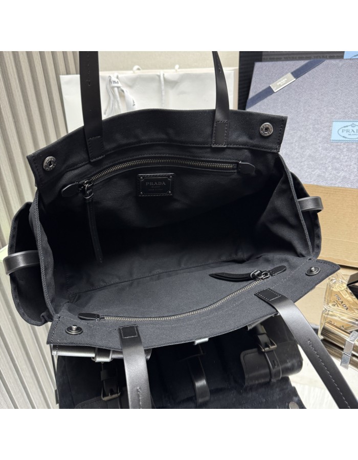 Borsa shopping Prada Route large in canvas e pelle PRADA
