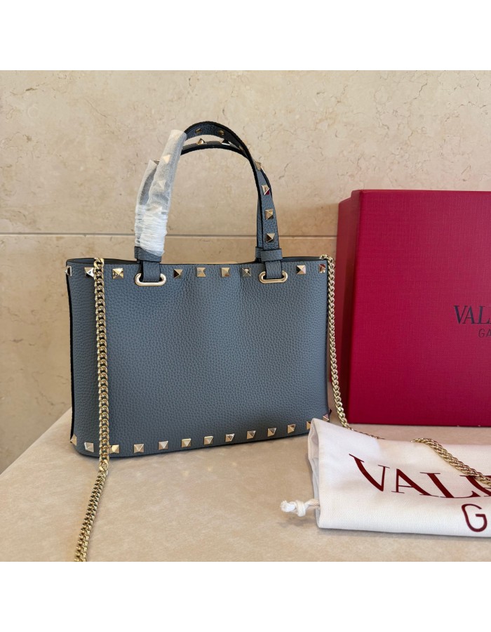 Mini Borsa Shopping Rockstud In Vitello Granato VALENTINO