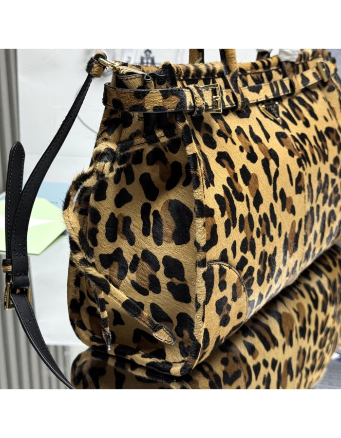 Borsa a mano Prada Bonnie large in pelle stampata PRADA