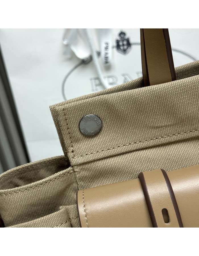 Borsa shopping Prada Route large in canvas e pelle PRADA
