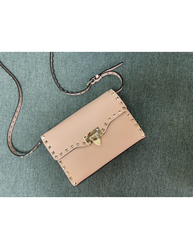 Borsa Piccola A Tracolla Rockstud In Vitello Granato VALENTINO