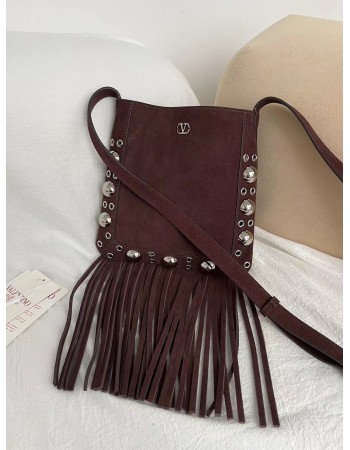 Borsa A Spalla Piccola  Nellcôte In Suede Con Frange VALENTINO