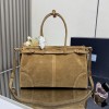 Borsa a mano Prada Bonnie large in pelle scamosciata PRADA