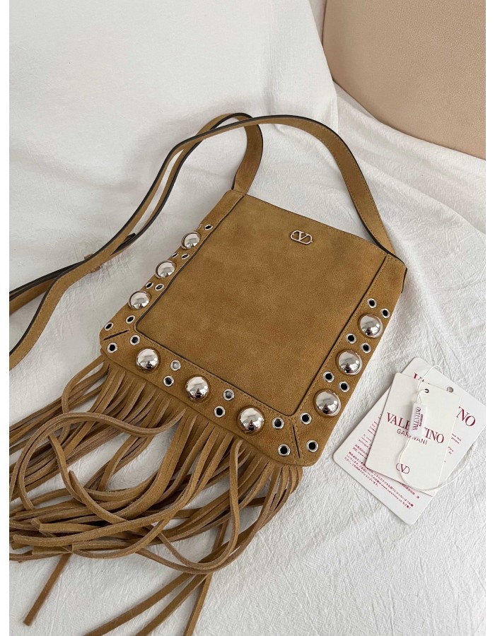Borsa A Spalla Piccola  Nellcôte In Suede Con Frange VALENTINO