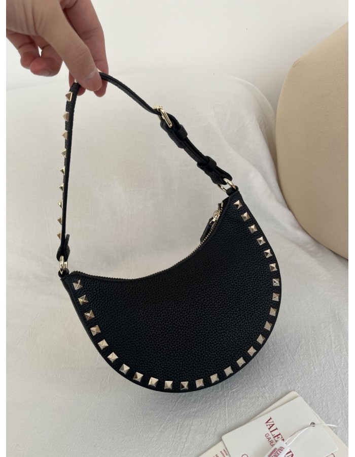 Mini Borsa Hobo Rockstud In Vitello Granato VALENTINO