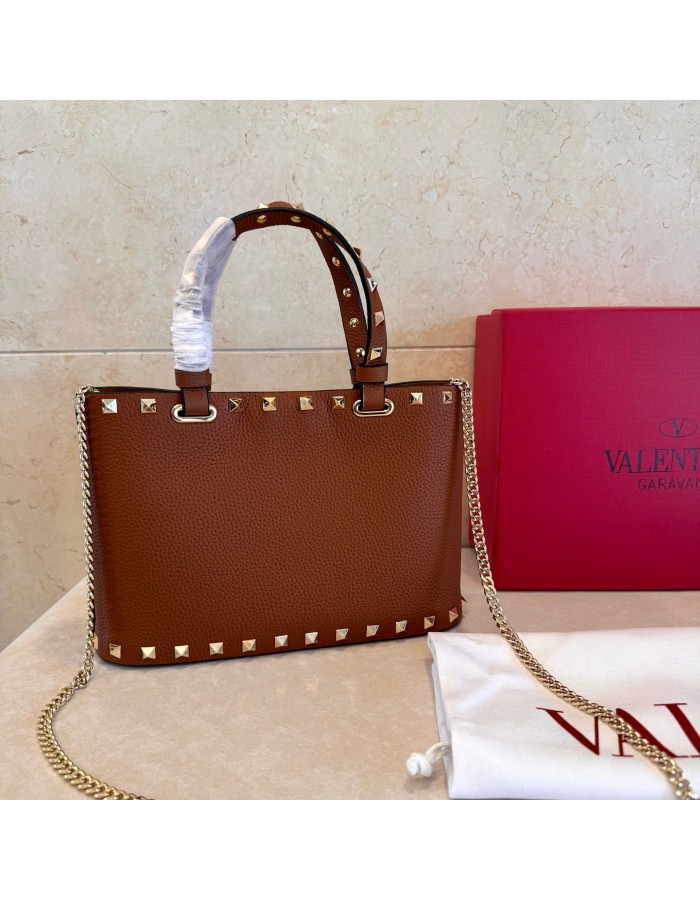 Mini Borsa Shopping Rockstud In Vitello Granato VALENTINO