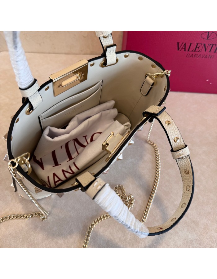 Mini Borsa Shopping Rockstud In Vitello Granato VALENTINO
