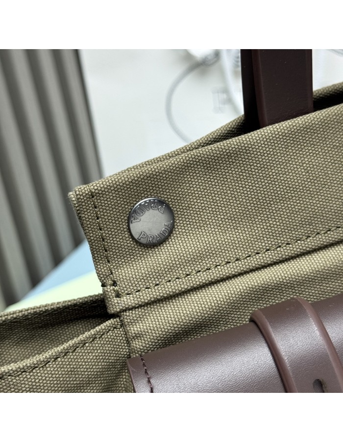 Borsa shopping Prada Route large in canvas e pelle PRADA