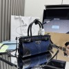 Borsa a mano Prada Bonnie small in denim e pelle PRADA
