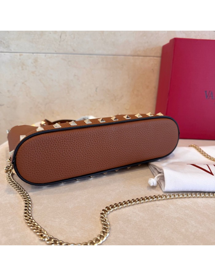 Mini Borsa Shopping Rockstud In Vitello Granato VALENTINO