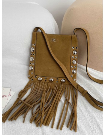 Borsa A Spalla Piccola  Nellcôte In Suede Con Frange VALENTINO