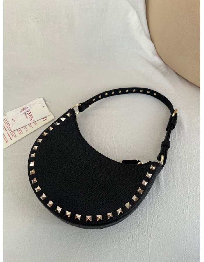 Mini Borsa Hobo Rockstud In Vitello Granato VALENTINO