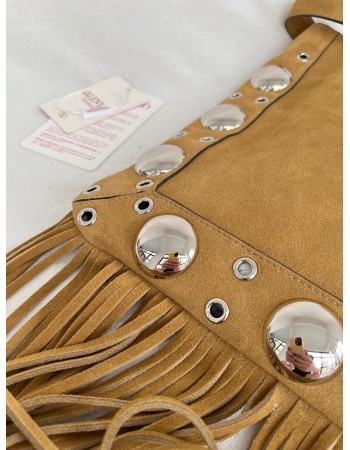 Borsa A Spalla Nellcôte In Suede Con Frange VALENTINO