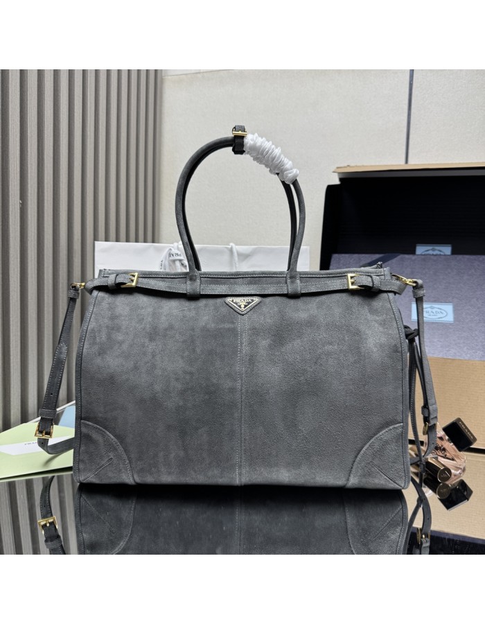 Borsa a mano Prada Bonnie extra large in pelle scamosciata PRADA