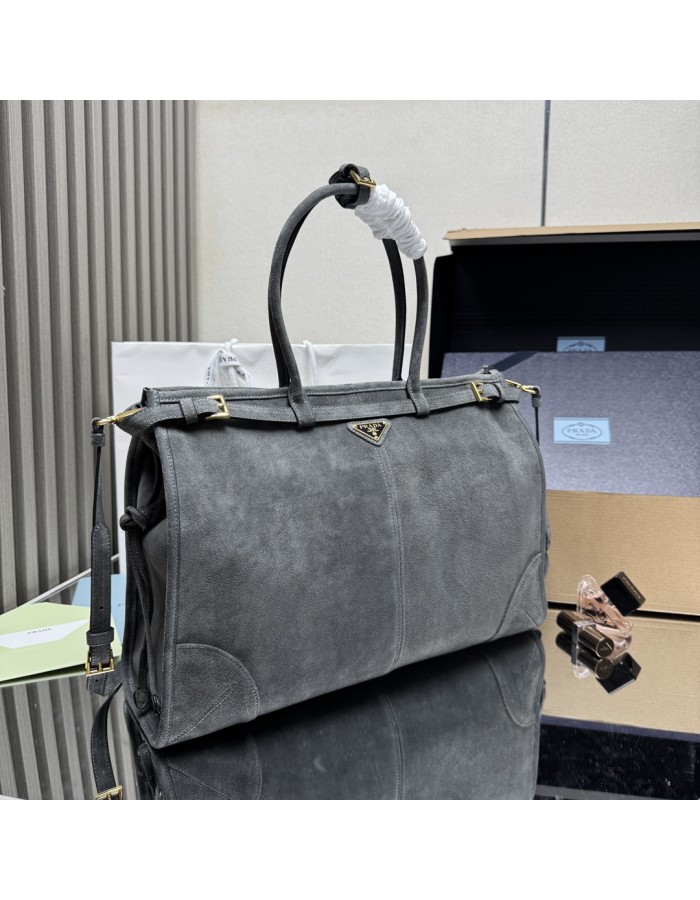 Borsa a mano Prada Bonnie extra large in pelle scamosciata PRADA