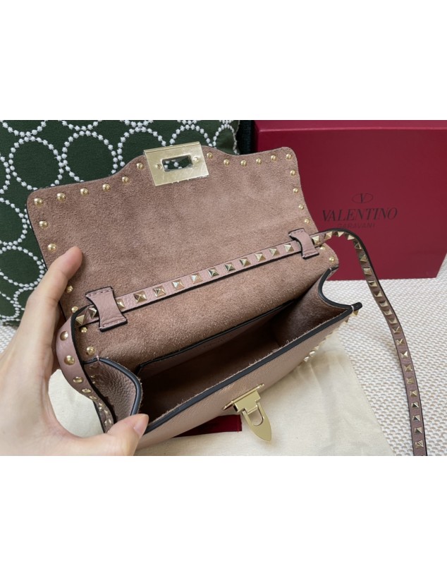 Borsa Piccola A Tracolla Rockstud In Vitello Granato VALENTINO