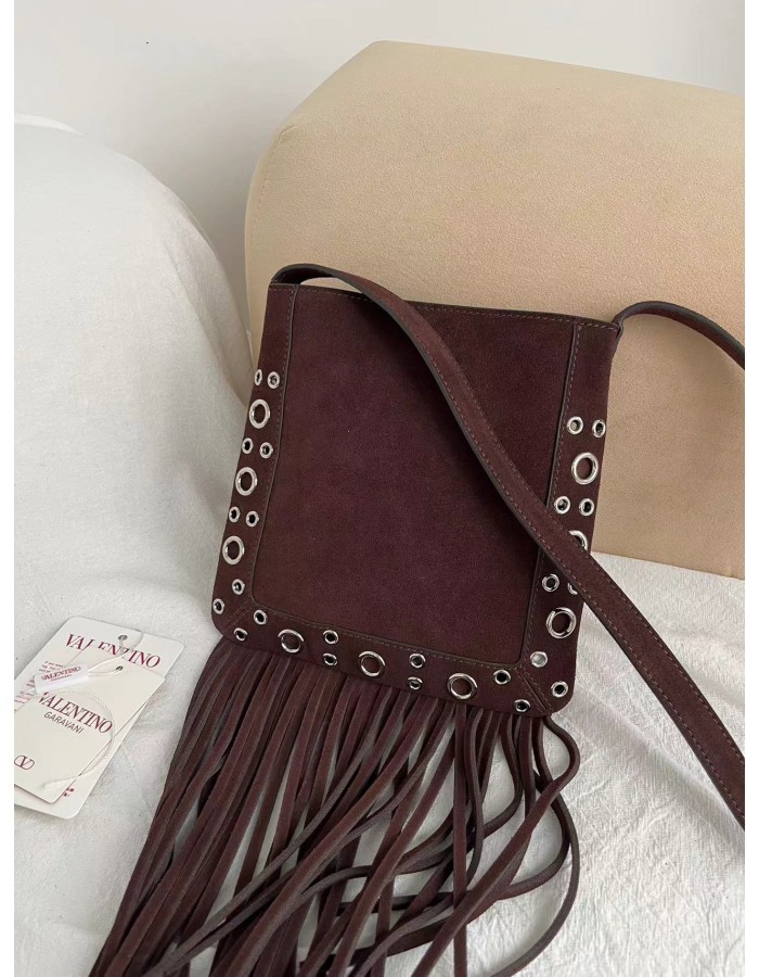 Borsa A Spalla Piccola  Nellcôte In Suede Con Frange VALENTINO