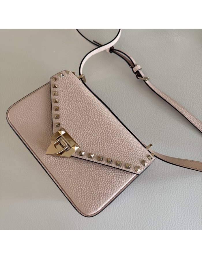 Borsa Piccola A Tracolla Rockstud In Vitello Granato VALENTINO