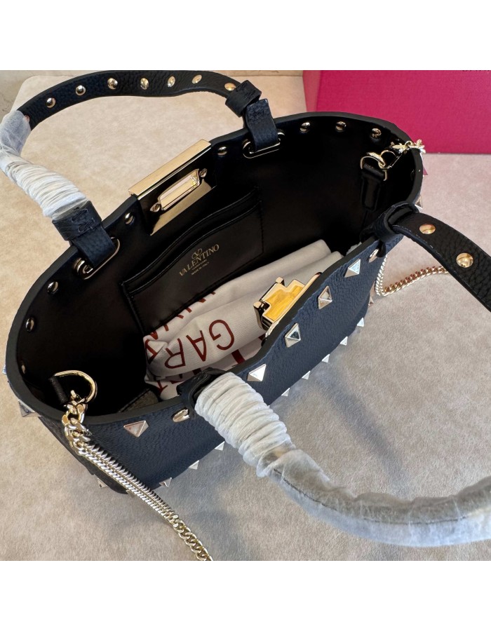 Mini Borsa Shopping Rockstud In Vitello Granato VALENTINO