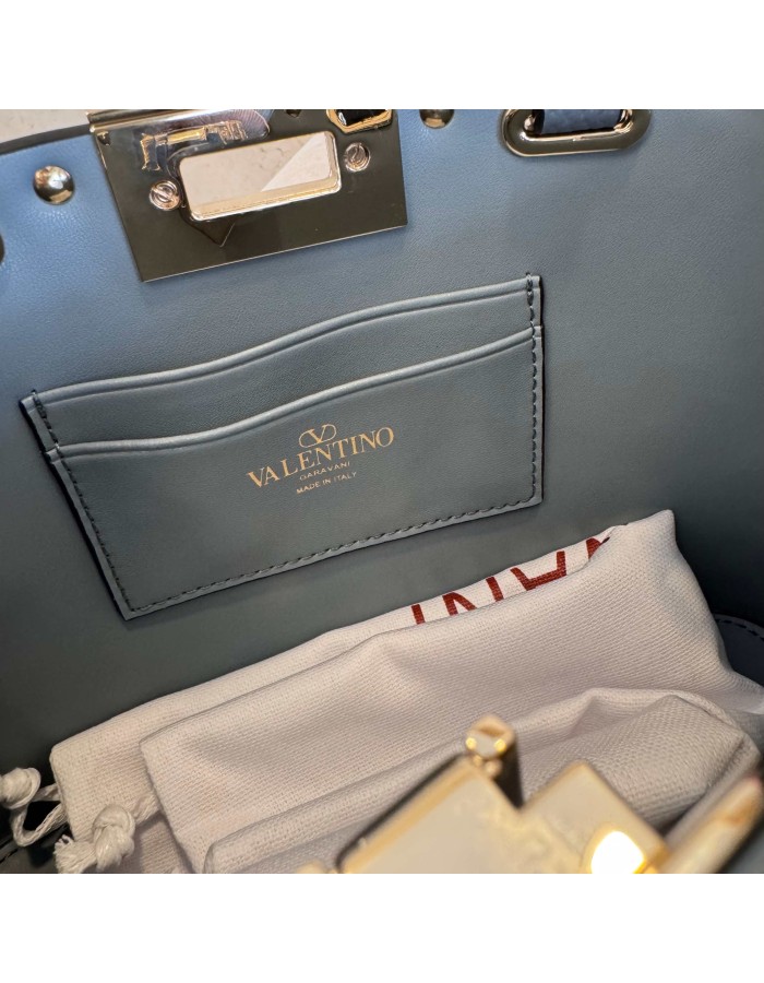 Mini Borsa Shopping Rockstud In Vitello Granato VALENTINO