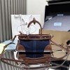 Borsa a mano Prada Bonnie small in denim e pelle PRADA