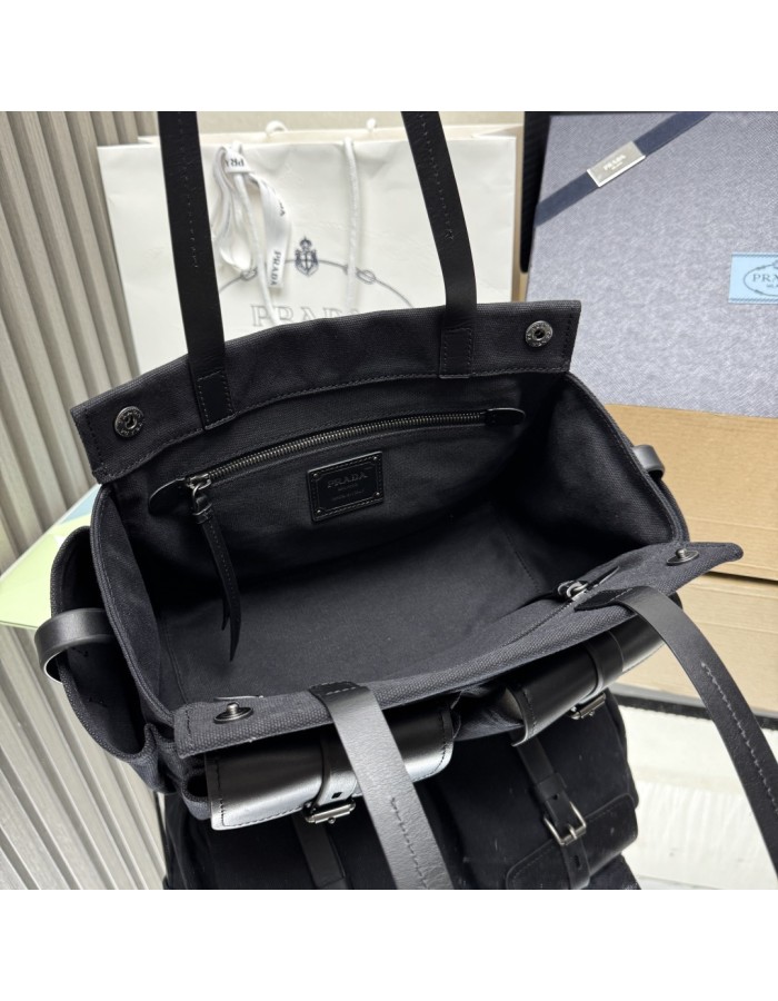 Borsa shopping Prada Route large in canvas e pelle PRADA