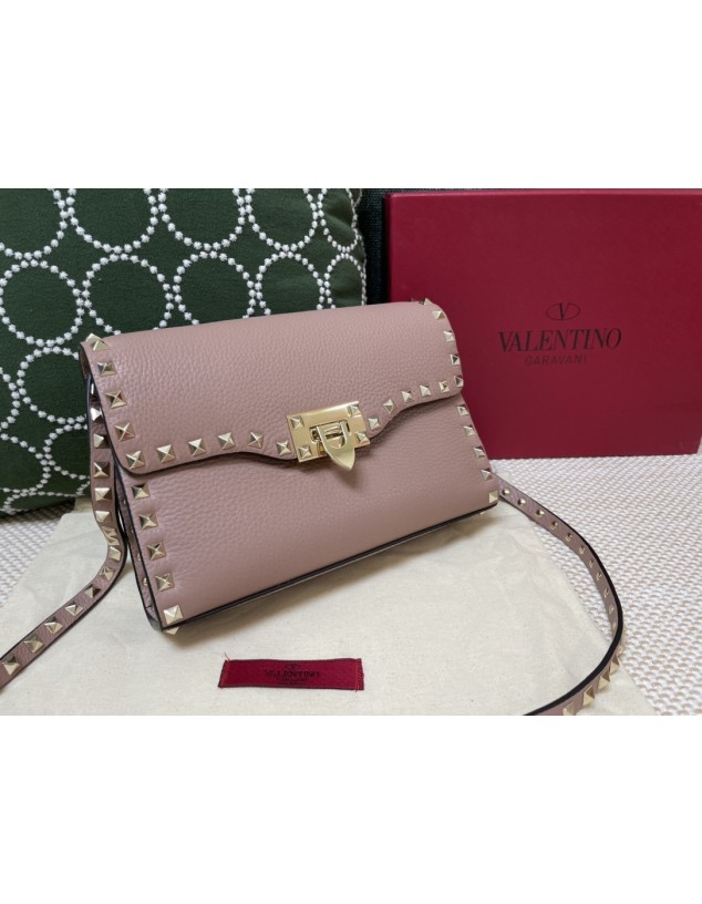 Borsa Piccola A Tracolla Rockstud In Vitello Granato VALENTINO