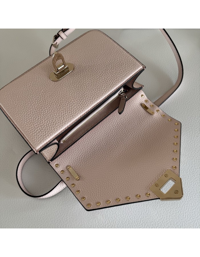 Borsa Piccola A Tracolla Rockstud In Vitello Granato VALENTINO