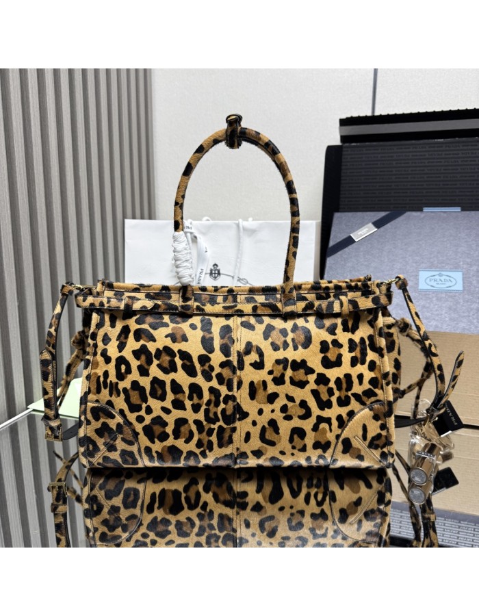 Borsa a mano Prada Bonnie large in pelle stampata PRADA