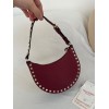 Mini Borsa Hobo Rockstud In Vitello Granato VALENTINO
