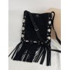 Borsa A Spalla Nellcôte In Suede Con Frange VALENTINO