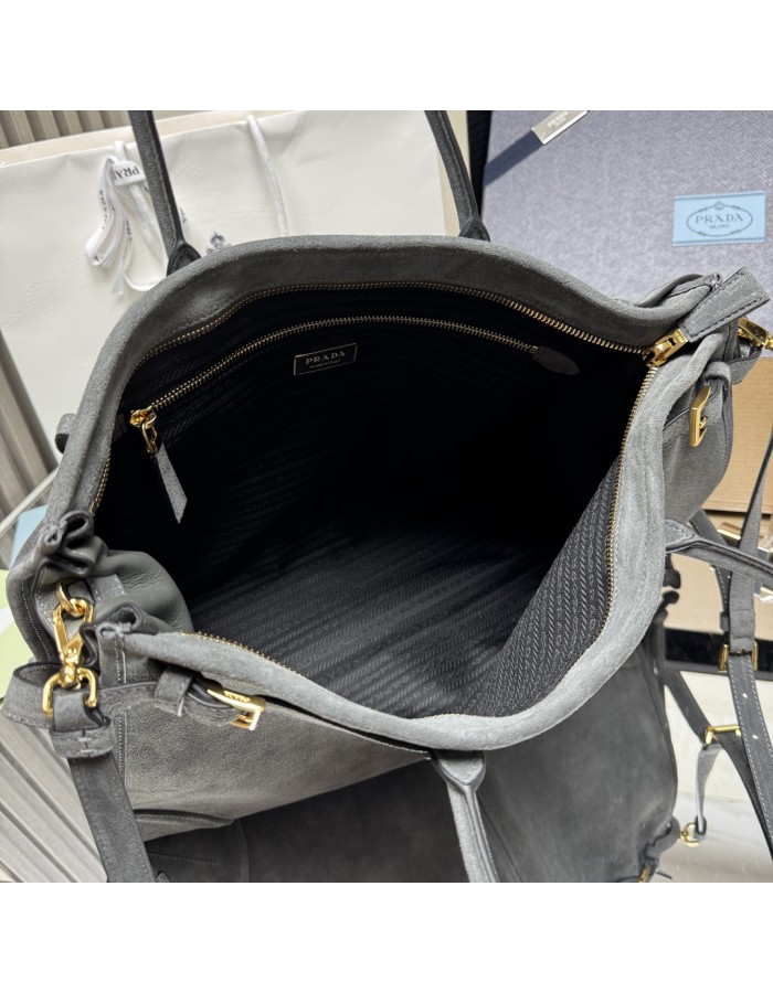 Borsa a mano Prada Bonnie extra large in pelle scamosciata PRADA