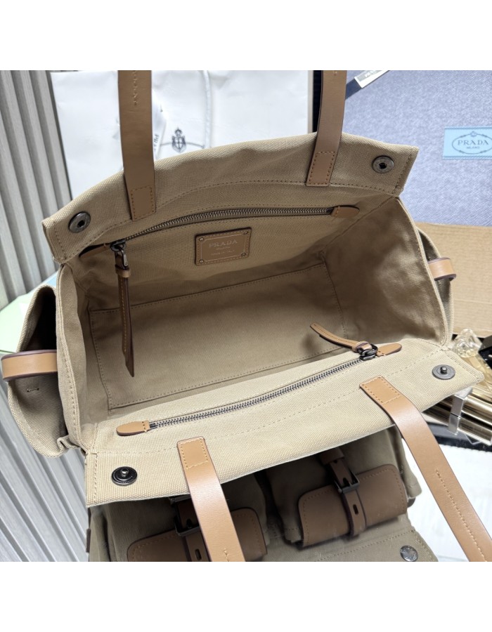 Borsa shopping Prada Route large in canvas e pelle PRADA