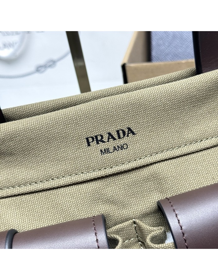 Borsa shopping Prada Route large in canvas e pelle PRADA