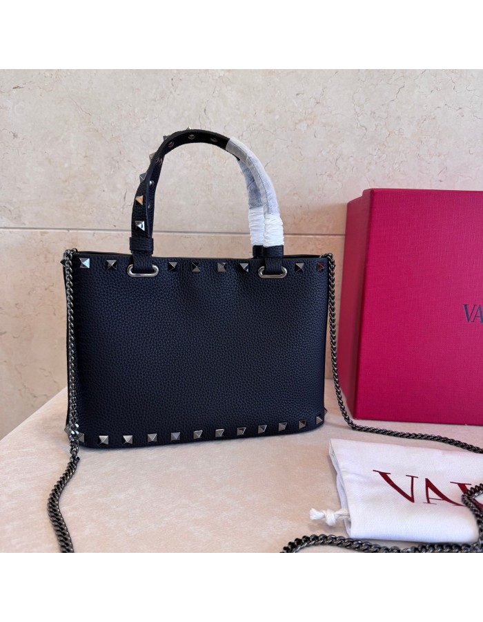 Mini Borsa Shopping Rockstud In Vitello Granato VALENTINO