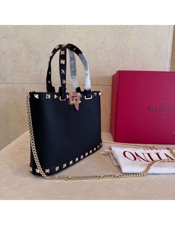 Mini Borsa Shopping Rockstud In Vitello Granato VALENTINO