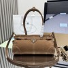 Borsa a mano Prada Bonnie medium in pelle nabuk PRADA