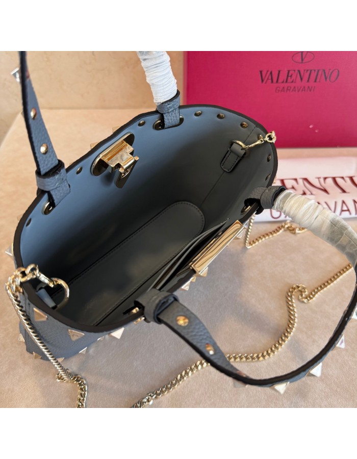 Mini Borsa Shopping Rockstud In Vitello Granato VALENTINO