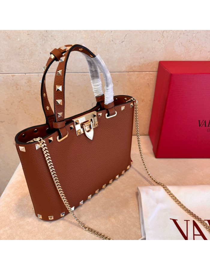 Mini Borsa Shopping Rockstud In Vitello Granato VALENTINO
