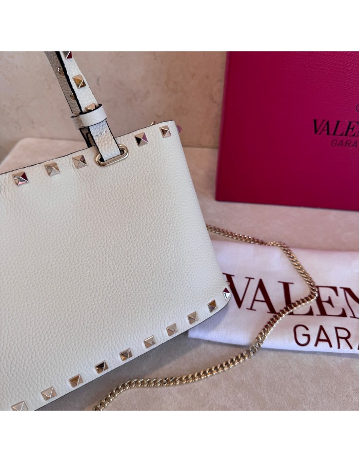 Mini Borsa Shopping Rockstud In Vitello Granato VALENTINO
