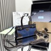 Borsa a mano Prada Bonnie small in denim e pelle PRADA