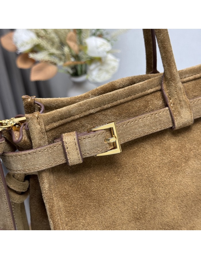 Borsa a mano Prada Bonnie large in pelle scamosciata PRADA