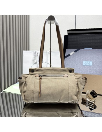Borsa shopping Prada Route large in canvas e pelle PRADA