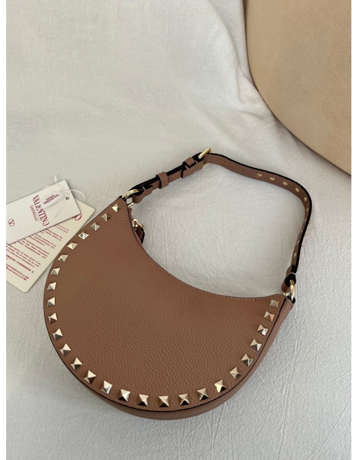 Mini Borsa Hobo Rockstud In Vitello Granato VALENTINO
