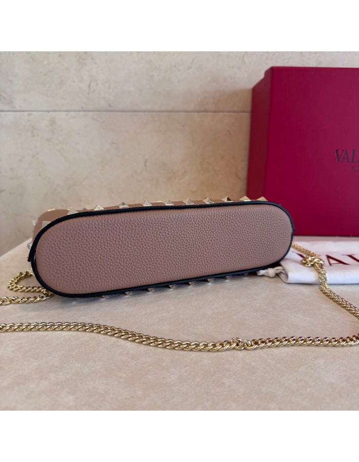 Mini Borsa Shopping Rockstud In Vitello Granato VALENTINO