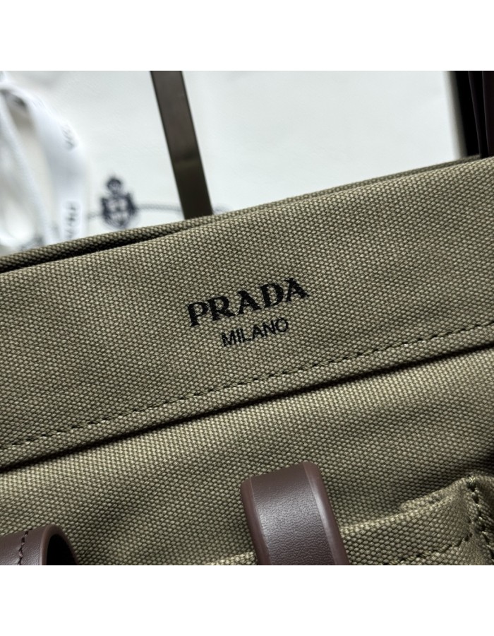 Borsa shopping Prada Route large in canvas e pelle PRADA