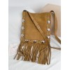 Borsa A Spalla Nellcôte In Suede Con Frange VALENTINO