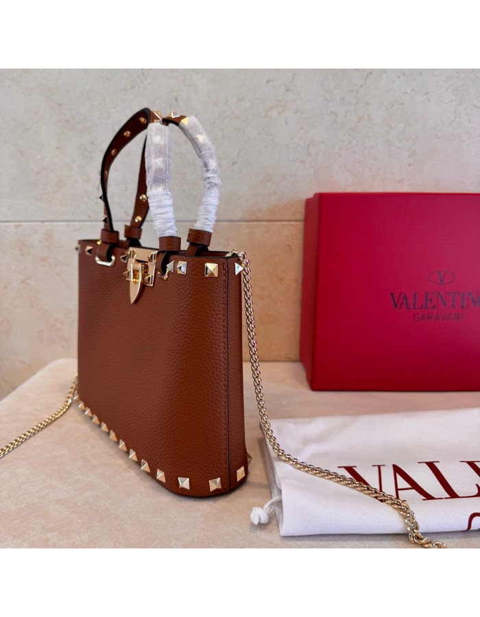 Mini Borsa Shopping Rockstud In Vitello Granato VALENTINO